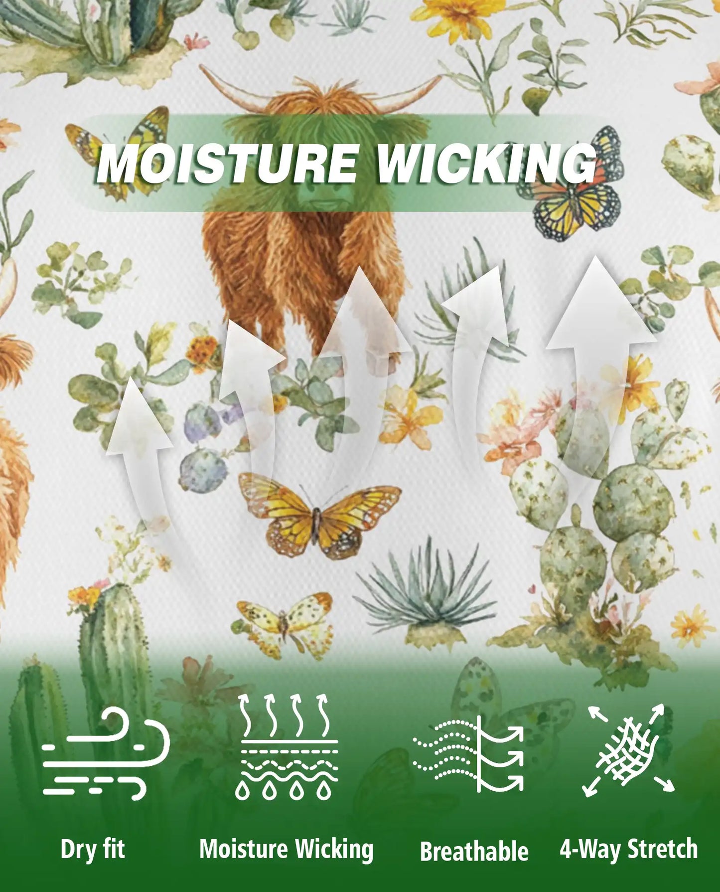 Highland Cow & Cactus 3D Polo Shirt for Men – Rustic Western Nature Print | Azhobbyshop