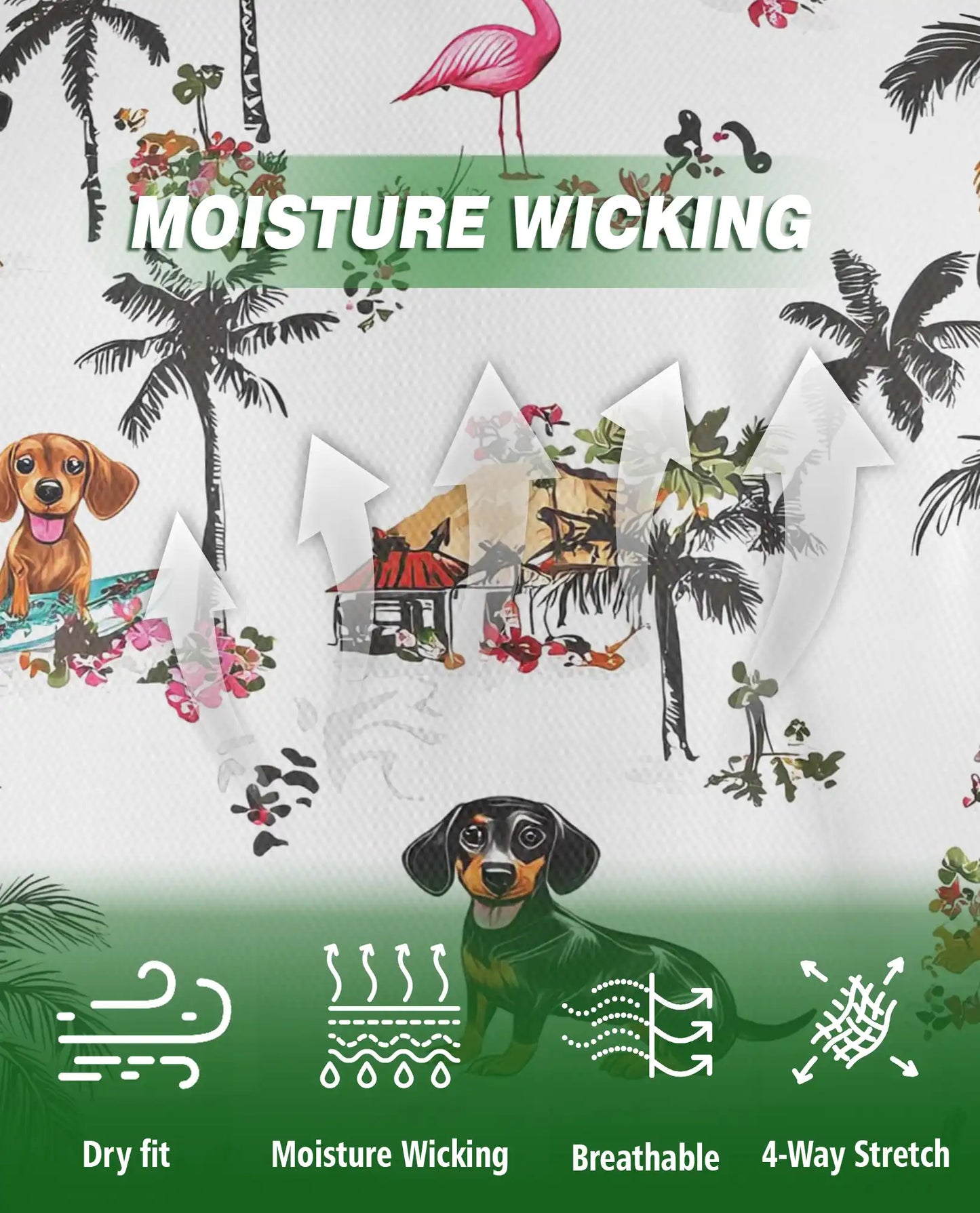 Dachshund Hawaiian 3D Polo Shirt for Men – Tropical Dog Beach Style | Azhobbyshop
