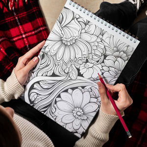 Enchanted Flowers Spiral Bound Coloring Book, Step into a World of Imagination with 25+ Whimsical Flower Illustrations | Relaxation, Mindfulness, and Fun for All Ages | Perfect Gift for Fantasy and Flower Fans