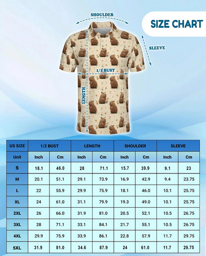 Cute Capybara 3D Polo Shirt for Men – Funny Animal Lover Gift | Azhobbyshop