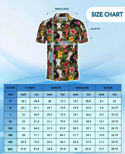 Tropical Cow Hawaiian Polo Shirt – Holstein Cow Floral Shirt | Azhobbyshop