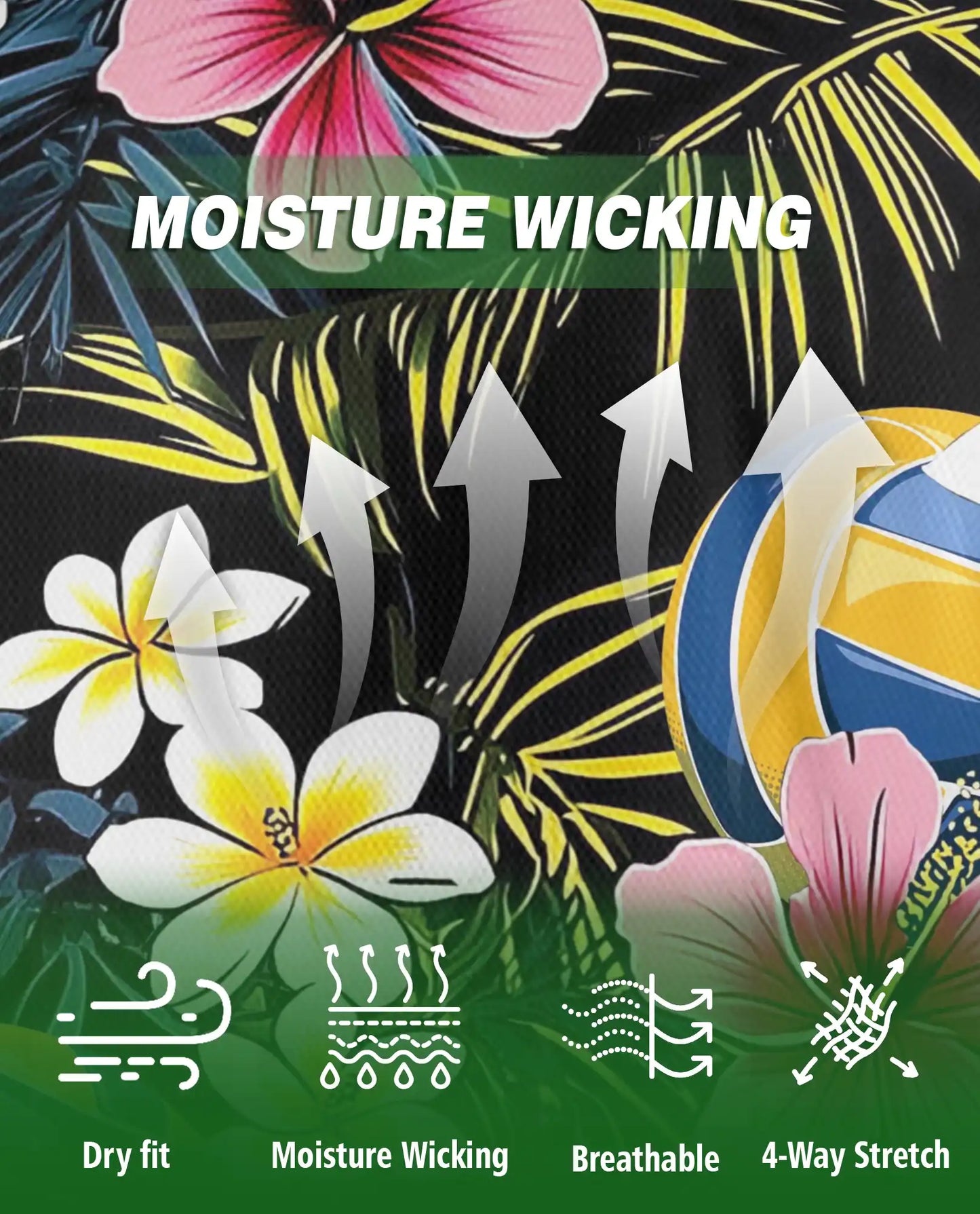 Volleyball Flower 3D Polo Shirt for Men – Tropical Sport Floral Style | Azhobbyshop