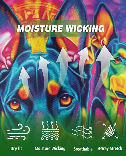 Doberman 3D Polo Shirt for Men – Colorful Psychedelic Dog Lover Style | Azhobbyshop