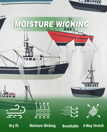 Fishing Boat 3D Polo Shirt for Men – Nautical Ocean Coastal Style | Azhobbyshop
