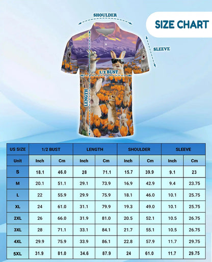 Cute Bunny 3D Polo Shirt for Men – Funny Rabbit Spring Nature Style | Azhobbyshop