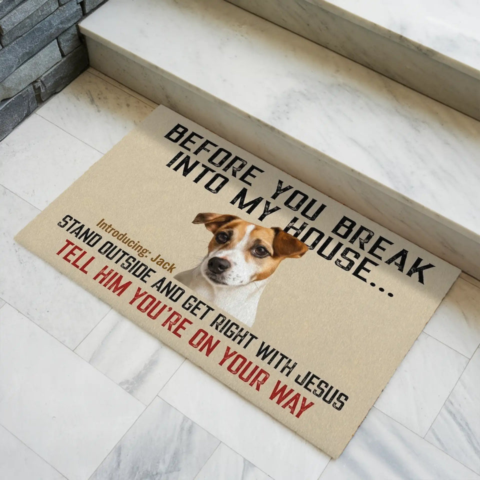 Personalized Funny Dog Doormat – Custom Photo & Pet Name Mat