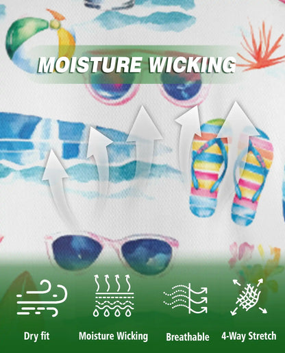 Beach Summer Vibes 3D Polo Shirt for Men – Surf, Sunglasses & Tropical Print | Azhobbyshop