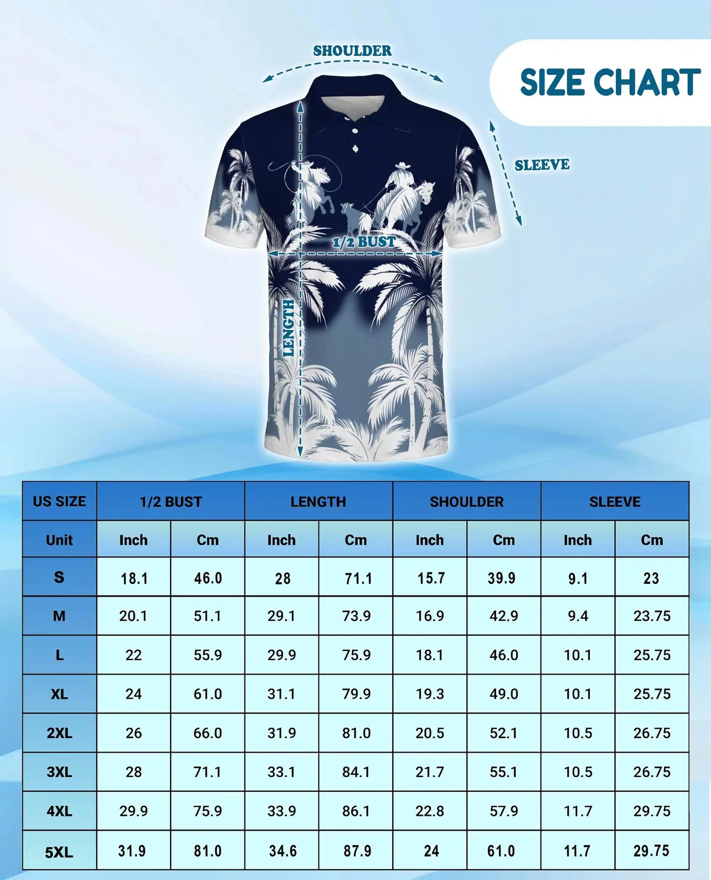Cowboy Western 3D Polo Shirt for Men – Ranch Rodeo Tropical Style | Azhobbyshop