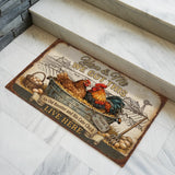 Personalized Rooster & Hen Couple Doormat – Custom Names Farm Mat