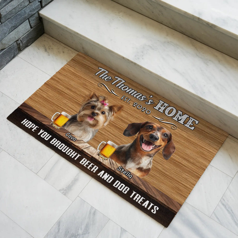 Personalized Rustic Dog Bar Doormat – Custom Family & Pet Mat