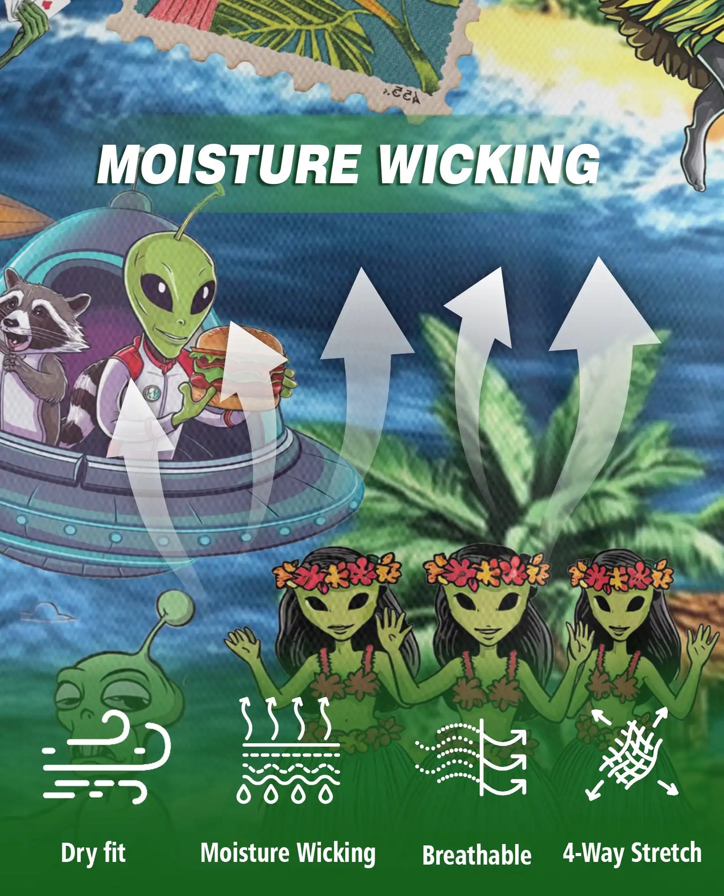 Funny Alien Hawaiian Polo Shirt- Tropical Beach Vacation Style | Azhobbyshop