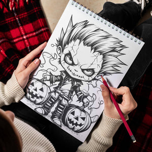 Halloweenpunk Spiral Bound Coloring Book, Immerse Yourself in 30 Coloring Pages, Fusing the Spookiness of Halloween with Punk Attitude