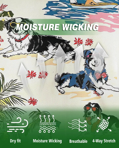 Border Collie Hawaiian 3D Polo Shirt for Men – Tropical Dog Beach Style | Azhobbyshop
