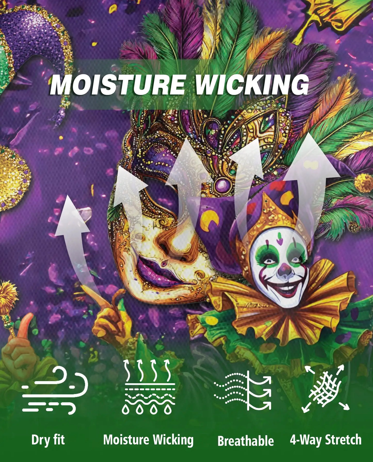 Mardi Gras Jester Mask Purple Green Polo Shirt | Azhobbyshop