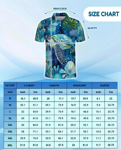 Sea Turtle Ocean Polo Shirt – Underwater Coral Reef Design | Azhobbyshop