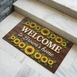 Personalized Sunflower Family Doormat – Custom Name Farmhouse Mat