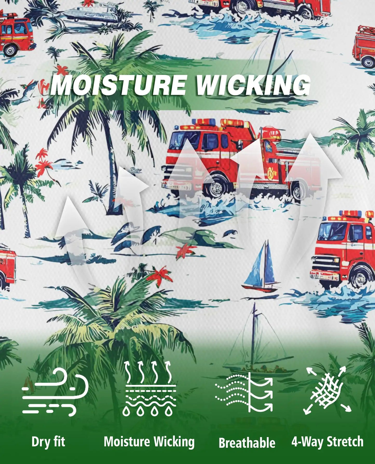 Fire Truck Friend Tropical Beach Polo Shirt | Azhobbyshop