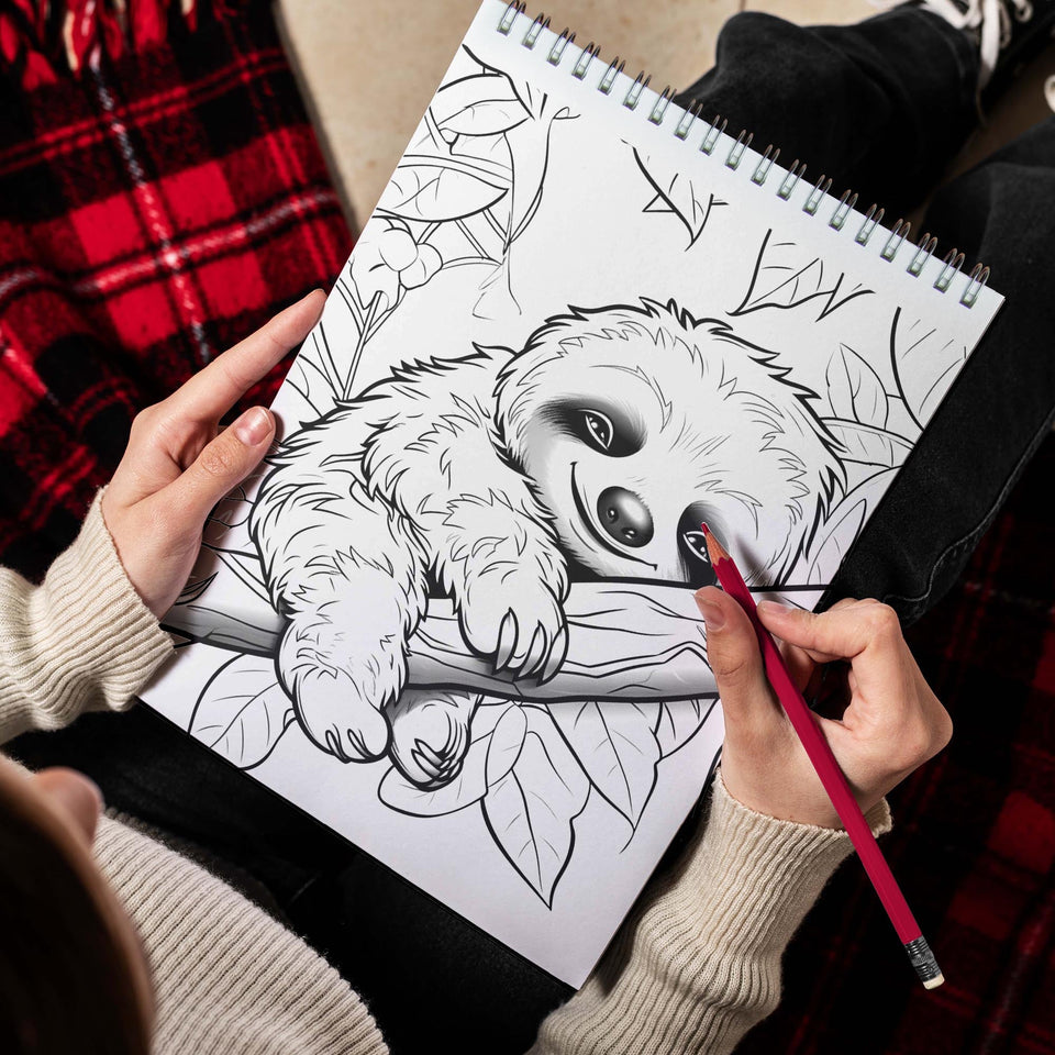 Chillout Sloth Spiral Bound Coloring Book, Unleash Your Creativity with 30 Chilled-out Sloth Coloring Pages for a Relaxing and Inspiring Coloring Adventure