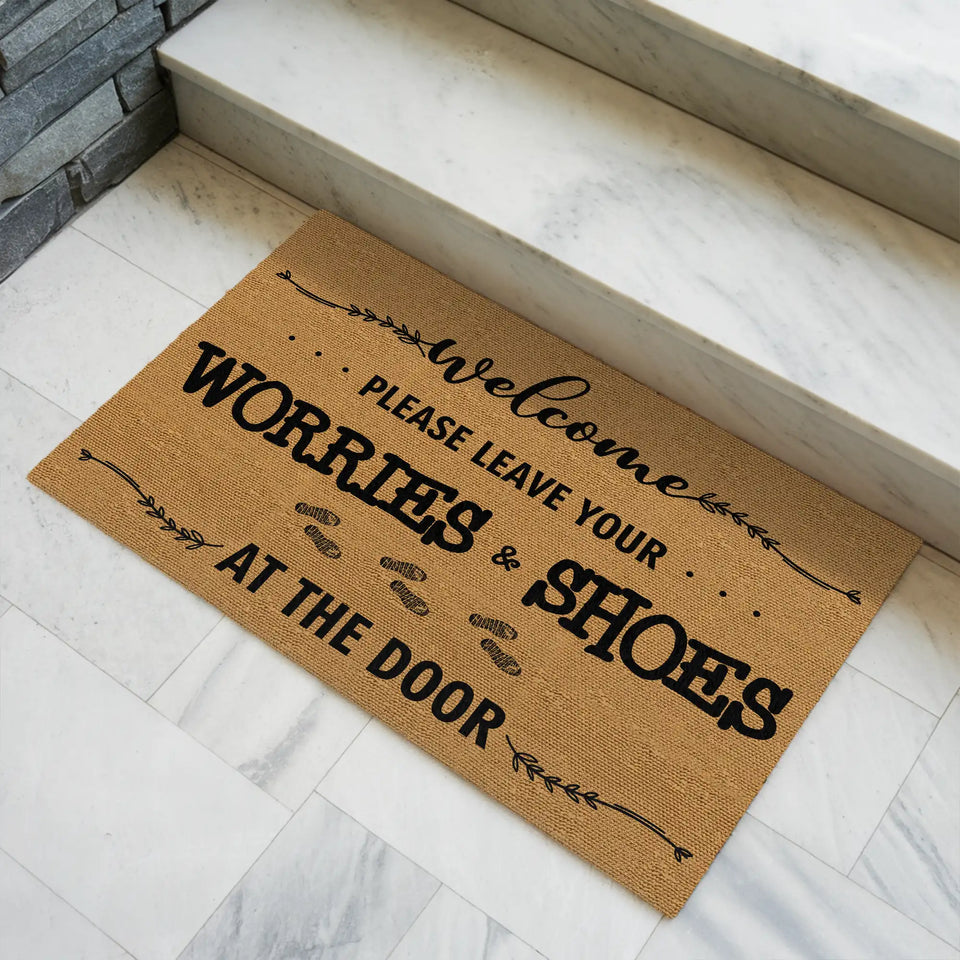 Funny Shoes Off Doormat – Leave Your Worries Welcome Mat