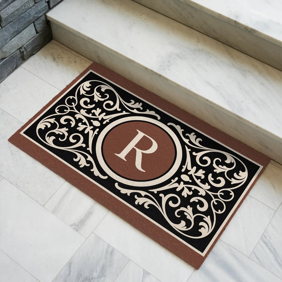 Personalized Monogram Doormat – Elegant Initial Welcome Mat