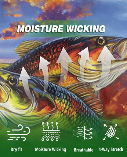 Bass Fishing Sunset 3D Polo Shirt for Men – Lake Fishing Art Print | Azhobbyshop