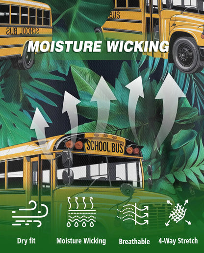 School Bus Hawaiian 3D Polo Shirt for Men – Tropical Driver Style | Azhobbyshop