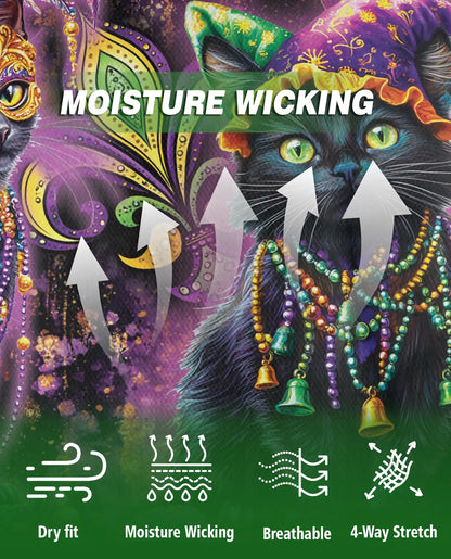 Mardi Gras Black Cat Hawaiian Polo Shirt – Carnival Mask Cat Shirt | Azhobbyshop