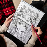 Kawaii Steampunk Girls Spiral Bound Coloring Book, Embark on a Coloring Journey with 30 Pages of Adorable Steampunk Girls in a Whimsical World
