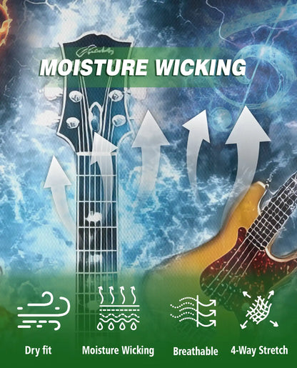 Flaming Guitar 3D Polo Shirt for Men – Rock Music Water Storm Style | Azhobbyshop