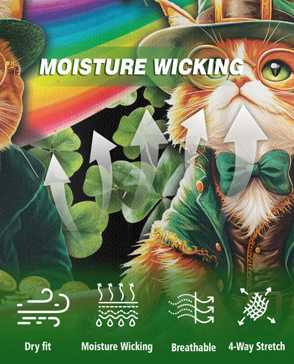 St Patrick Cat 3D Polo Shirt for Men – Lucky Irish Shamrock Style | Azhobbyshop