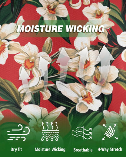 Orchid Ginger 3D Polo Shirt for Men – Tropical Floral Red Print | Azhobbyshop