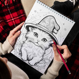 Cute Cat Witching Spiral Bound Coloring Book, Embark on a Coloring Journey with 30 Enchanting Pages, Where Cute Cat Witching Comes to Life.