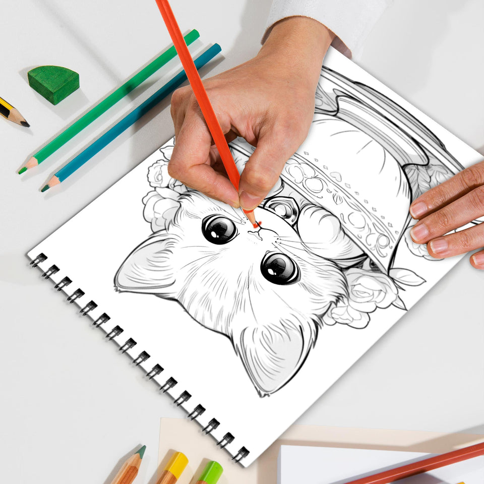 Teacup Kittens Spiral Bound Coloring Book, Adorable Teacup Kittens for a Heartwarming Art Adventure, Great for Cat Lovers and Fans of Cute Animals