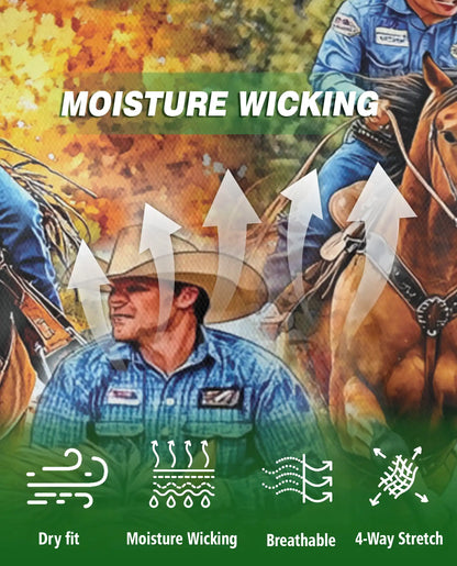 Cowboy Rodeo Horse Polo Shirt – Western Ranch Riding Print | Azhobbyshop