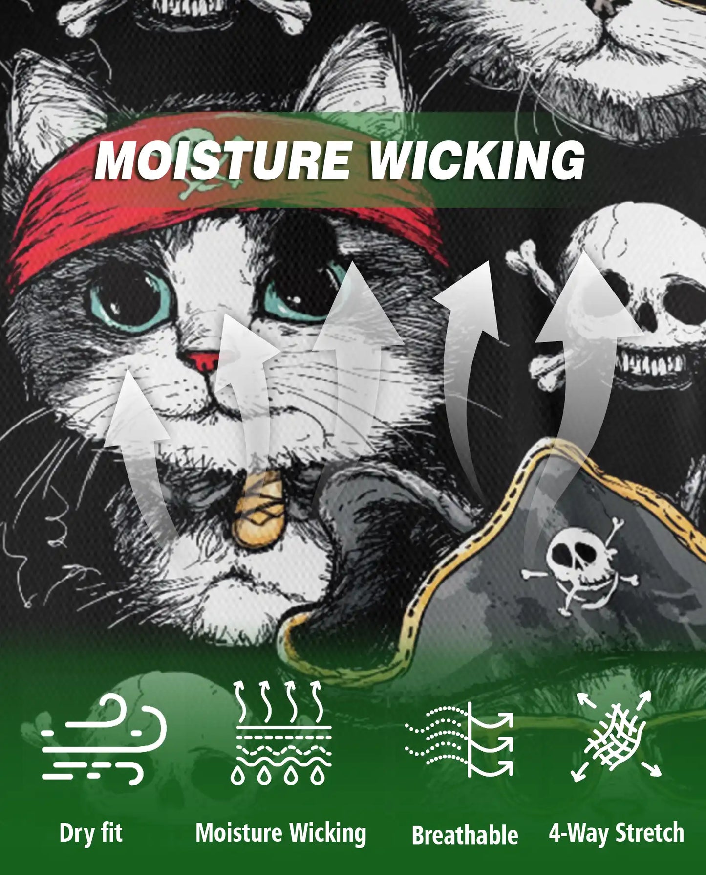 Funny Pirate Cat Skull Black Polo Shirt for Cat Lovers | Azhobbyshop