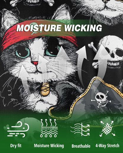 Funny Pirate Cat Skull Black Polo Shirt for Cat Lovers | Azhobbyshop
