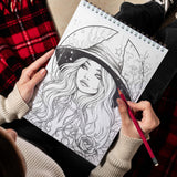 Modern Witches Spiral Bound Coloring Book, Dive into 30 Intriguing Coloring Pages, Showcasing Modern Witches Engaged in Sacred Practices and Ancient Traditions