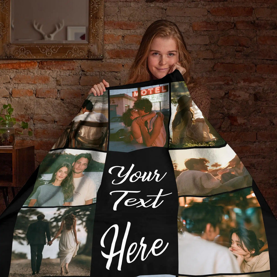 Custom Photo Blanket –  Personalized 1st Anniversary Birthday Gifts For Wife Her Him Couple Gifts