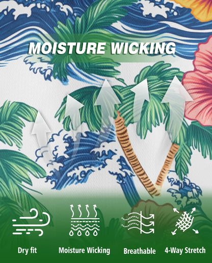 Awesome Tropical Hibiscus Polo Shirt – Ocean Waves & Palm Tree Summer Style | Azhobbyshop