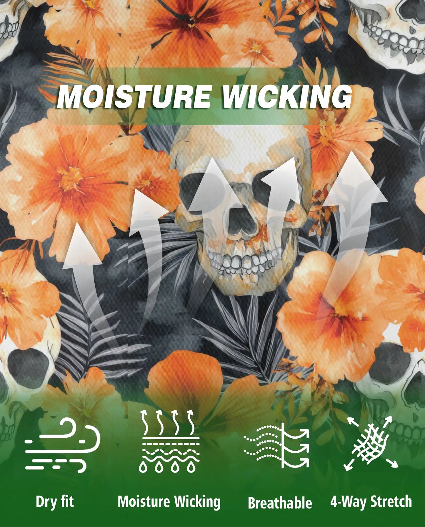 Orange Skull 3D Polo Shirt for Men – Tropical Floral & Skull Print | Azhobbyshop