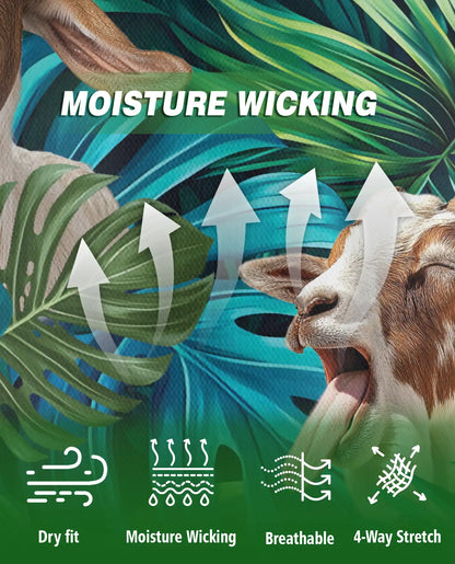 Funny Goat Tropical Polo Shirt – Jungle Leaves Animal Print | Azhobbyshop