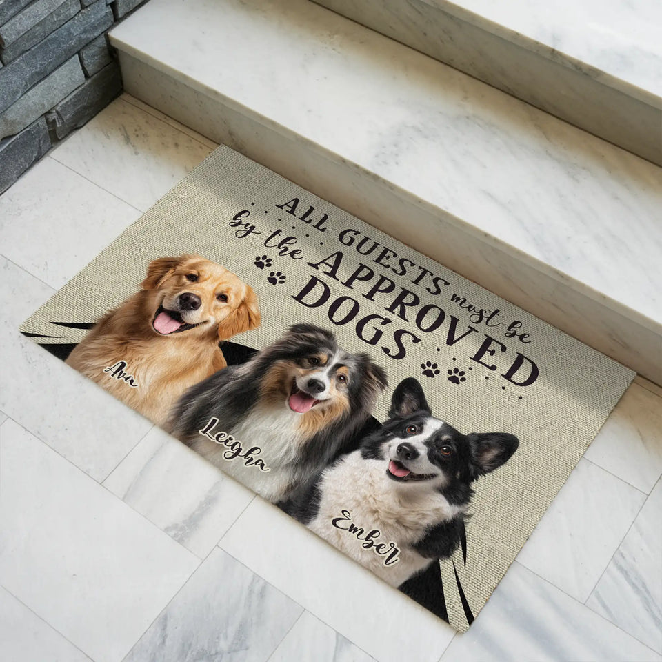 Personalized Dog Photo Doormat – Custom Pet Names Approval Mat