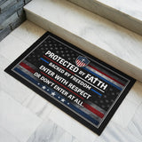 Christian Patriotic Doormat – Faith & Freedom Welcome Mat
