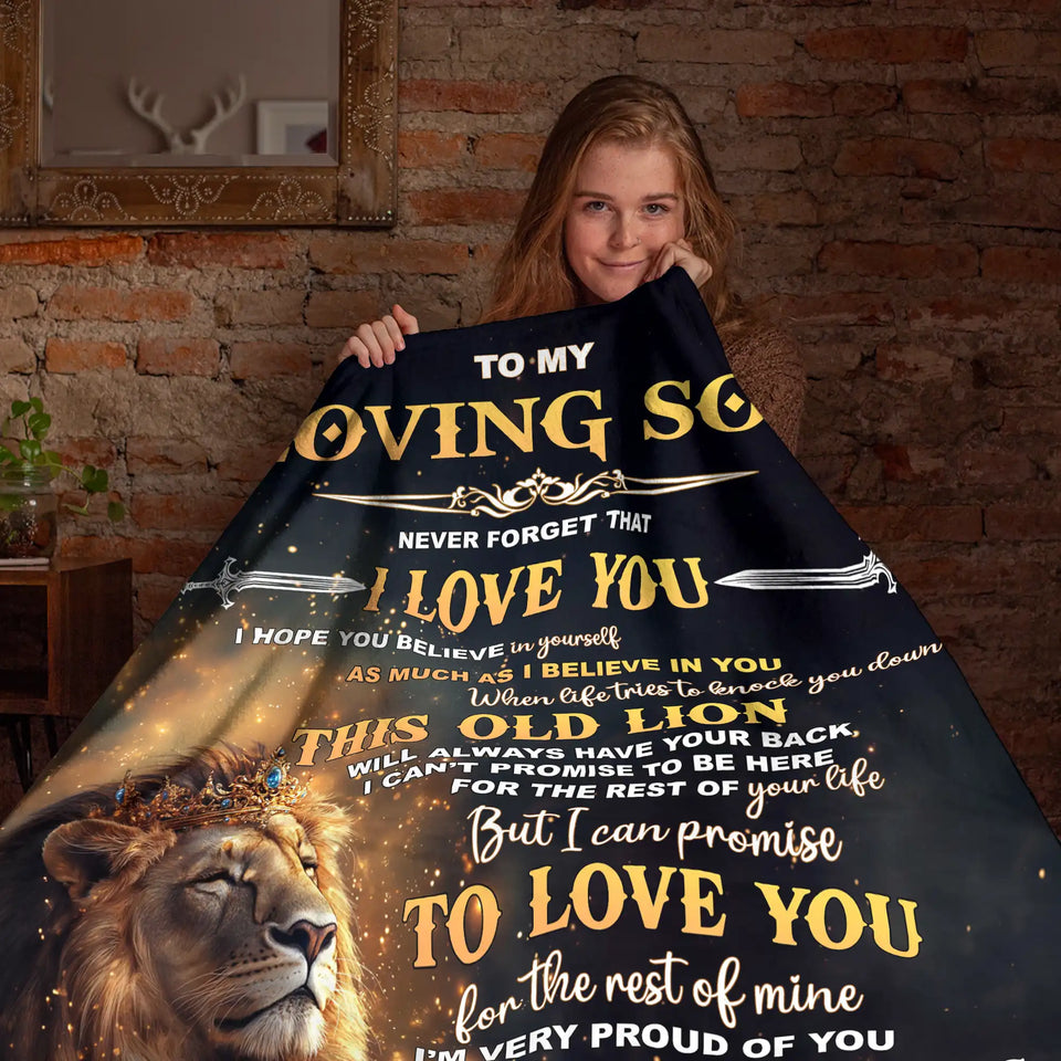 Personalized Son Blanket From Dad – Inspirational Lion Throw