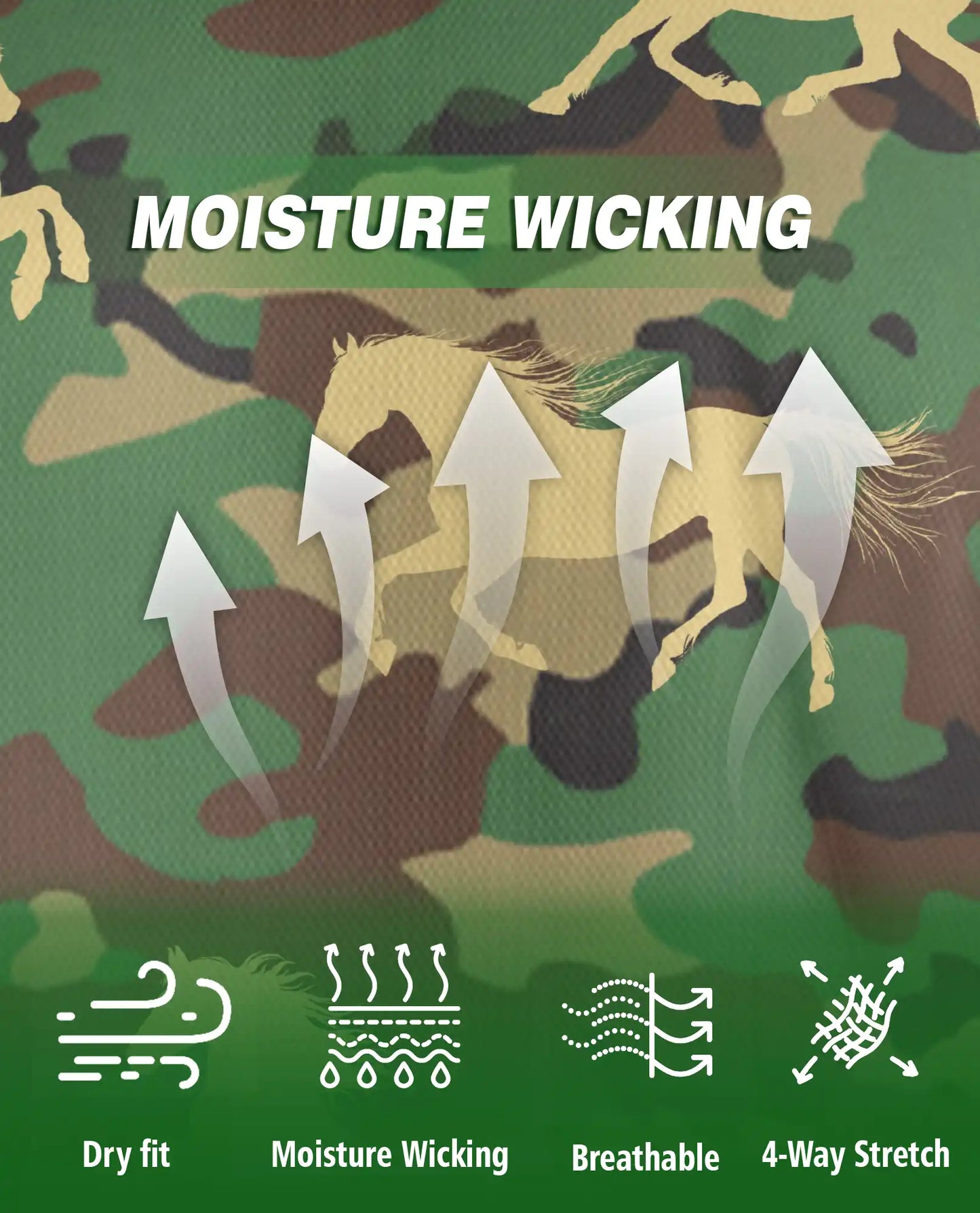 Camo Horse 3D Polo Shirt for Men – Military Camouflage & Wild Horse Print | Azhobbyshop