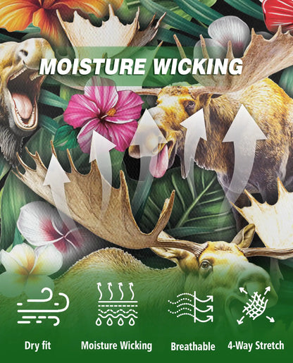 Moose Aloha Tropical Hawaiian Polo Shirt | Azhobbyshop