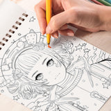 Stress Relief Anime Space Girl Spiral Bound Coloring Book, Find Inner Peace with 30 Meditative Coloring Pages, Depicting Anime Space Girls in Tranquil Cosmic Settings