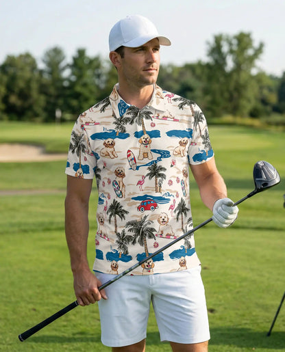 Goldendoodle Beach Polo Shirt – Summer Dog Hawaiian Style | Azhobbyshop