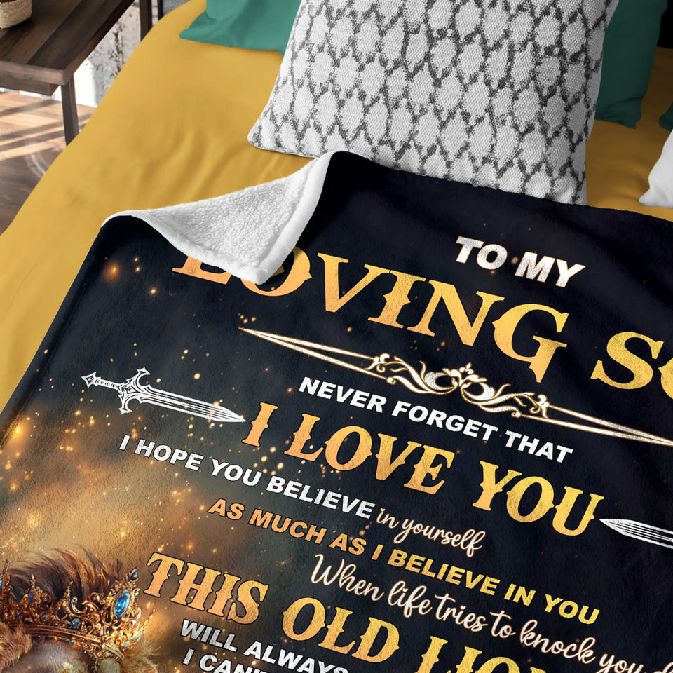 Personalized Son Blanket From Dad – Inspirational Lion Throw