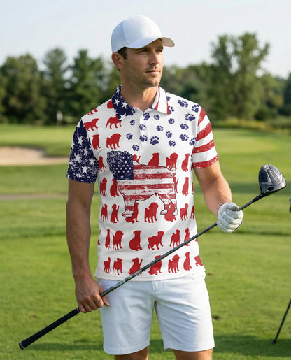 Pug American Flag Patriotic Polo Shirt | Azhobbyshop